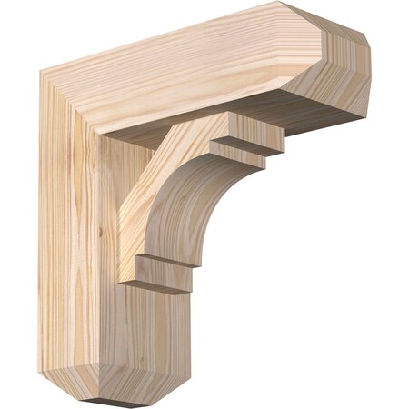 Ekena Millwork Merced Craftsman Smooth Bracket w/ Offset Brace, Douglas Fir, 5 1/2"W x 14"D x 14"H BKT0604X14X14MRC04SDF